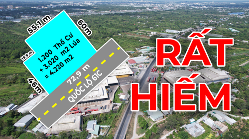 Đất mặt tiền 73m, có 1.200 THỔ CƯ